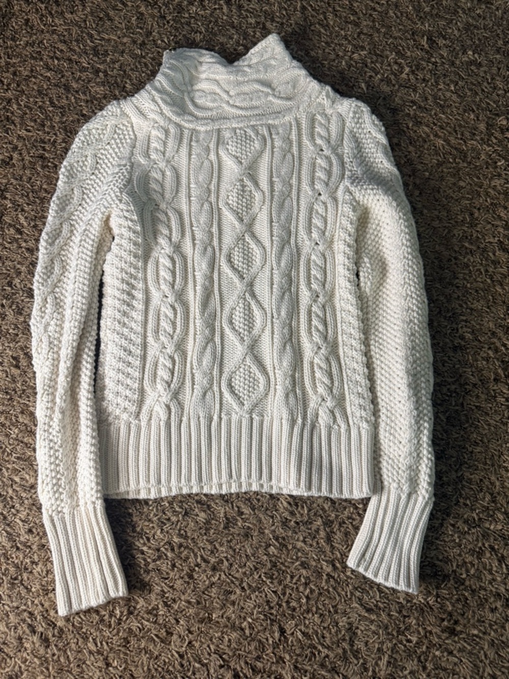 Ralph Lauren Cable Knit Sweater Cream Mock Neck Button Shoulder Size L - Picture 4 of 4
